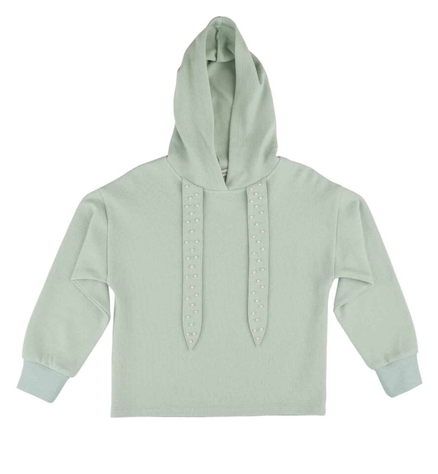 KIZ ÇOCUK SÜS İPLİ KAPÜŞONLU SWEATSHIRT