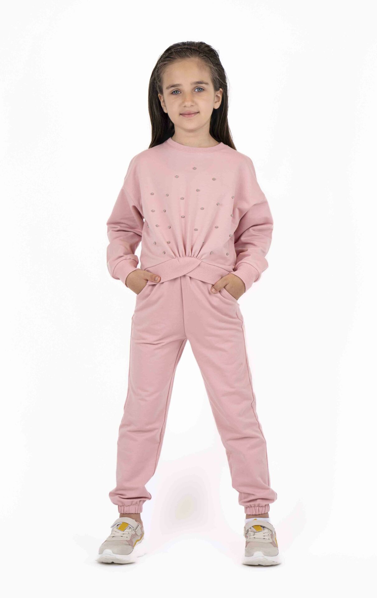 KIZ ÇOCUK ASİMETRİK LASTİKLİ SWEATSHIRT