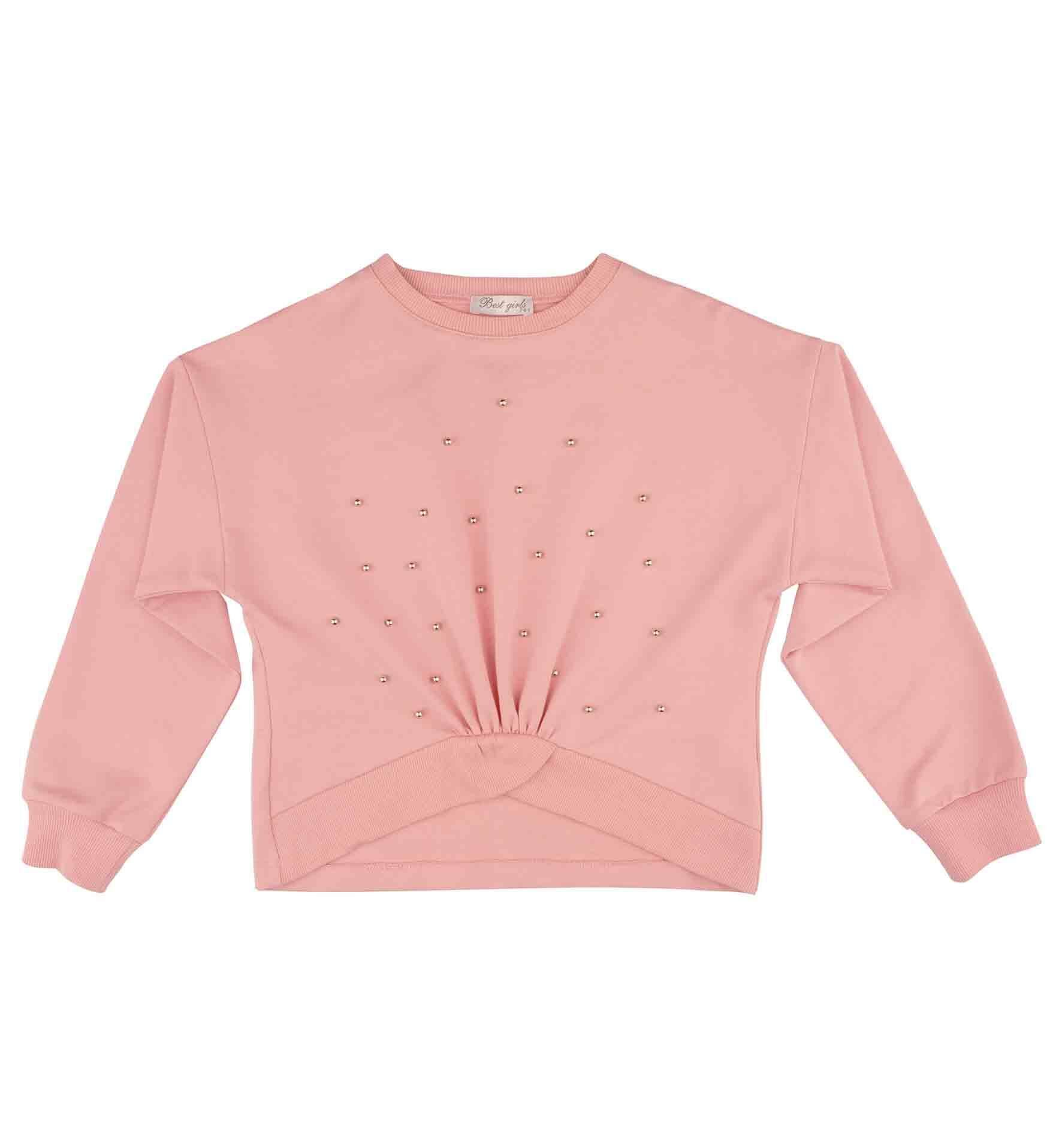 KIZ ÇOCUK ASİMETRİK LASTİKLİ SWEATSHIRT