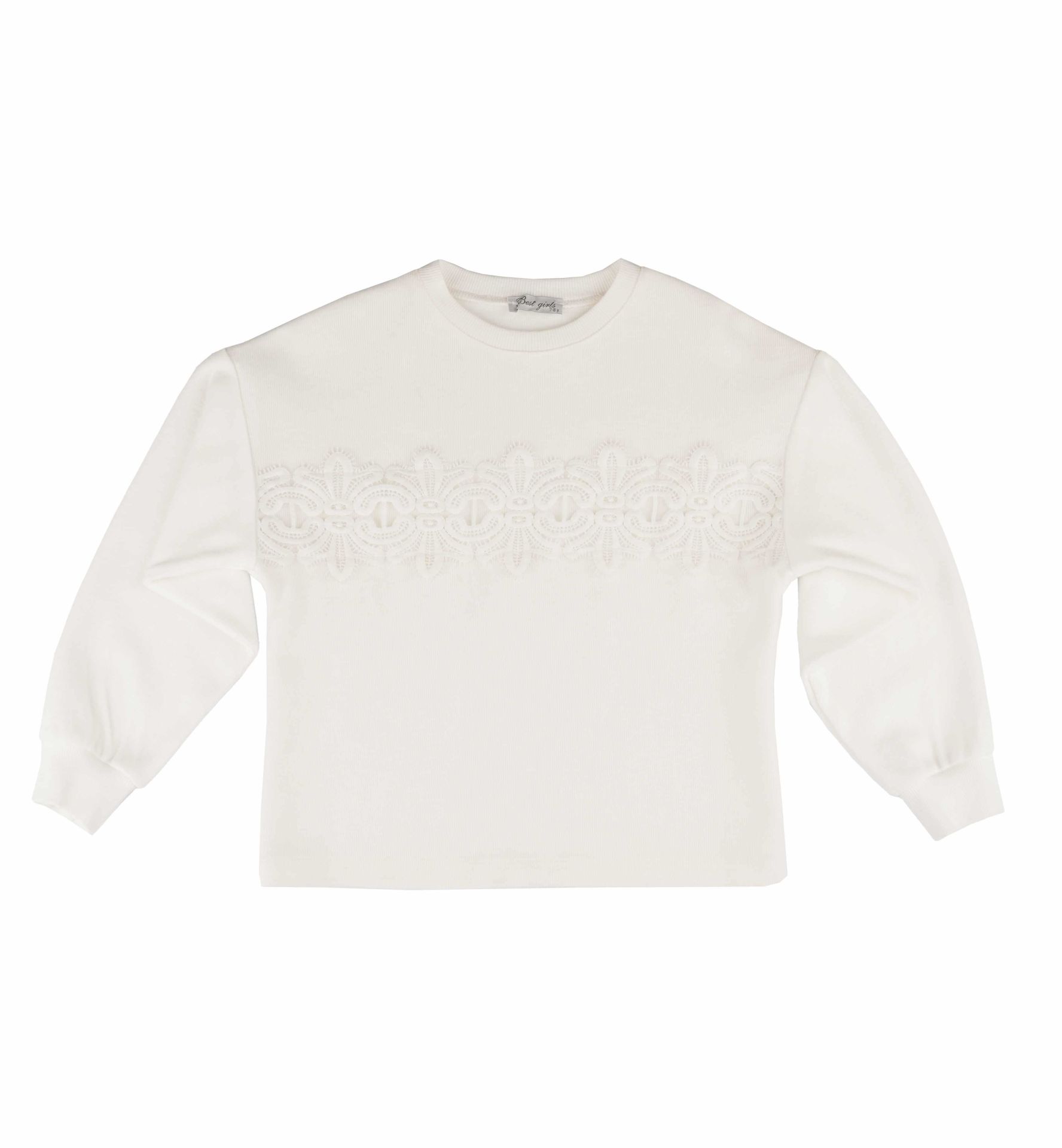 KIZ ÇOCUK DANTEL İŞLEMELİ SWEATSHIRT