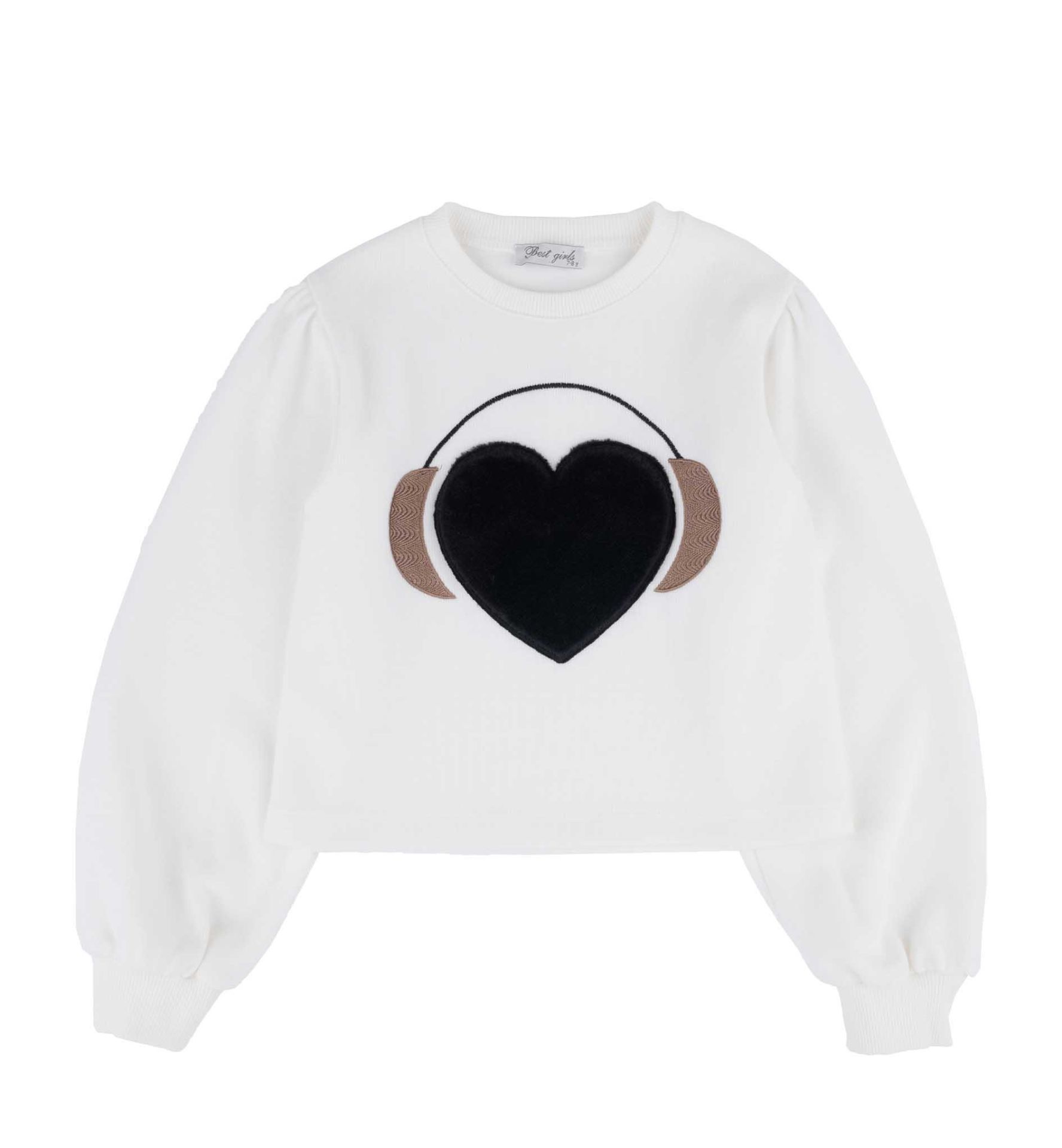 KIZ ÇOCUK KALPLİ SWEATSHIRT