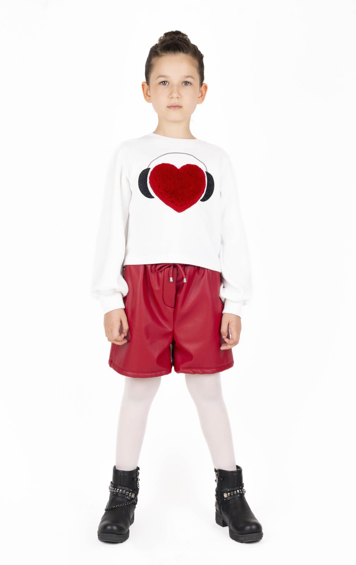 KIZ ÇOCUK KALPLİ SWEATSHIRT