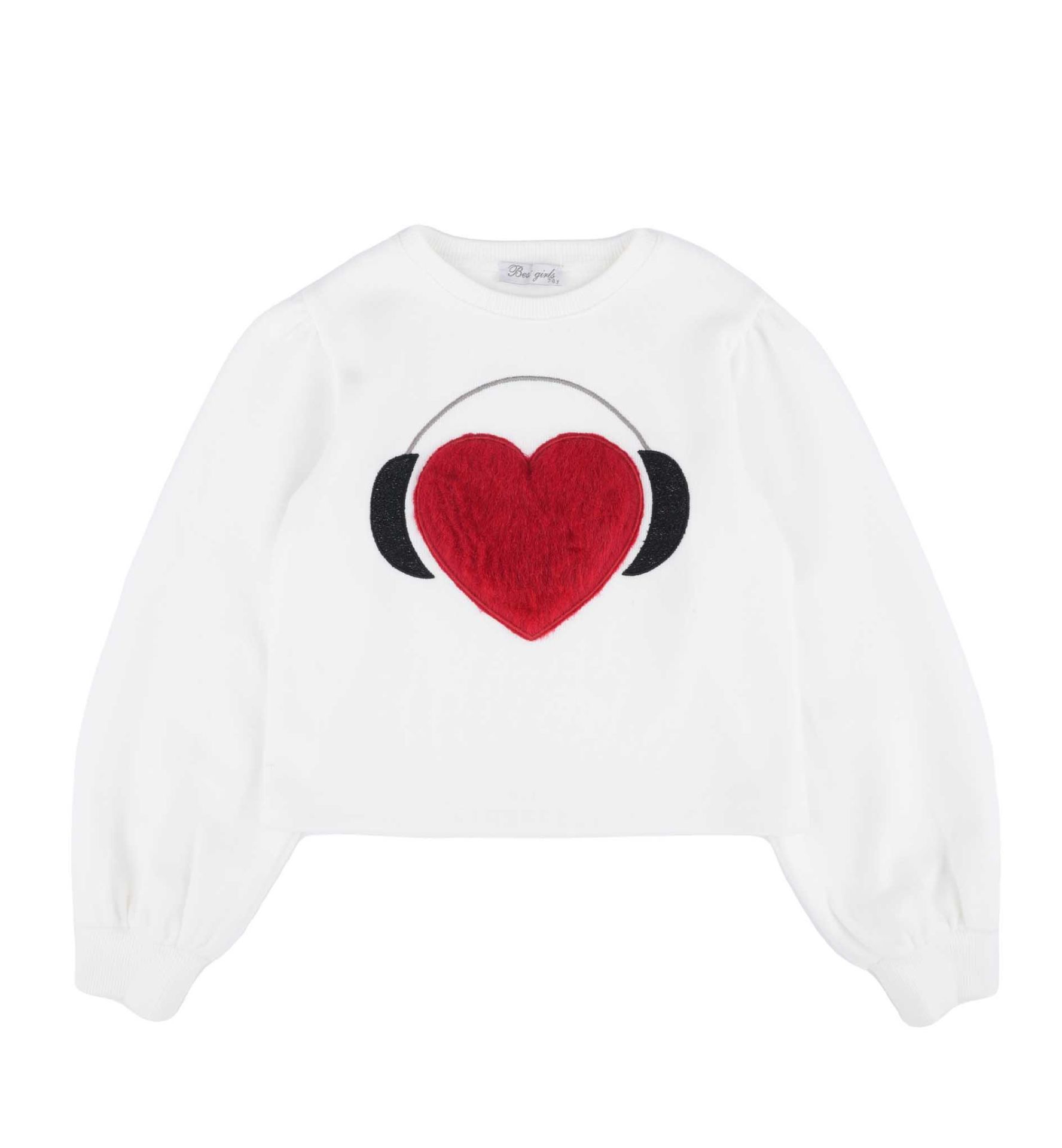 KIZ ÇOCUK KALPLİ SWEATSHIRT