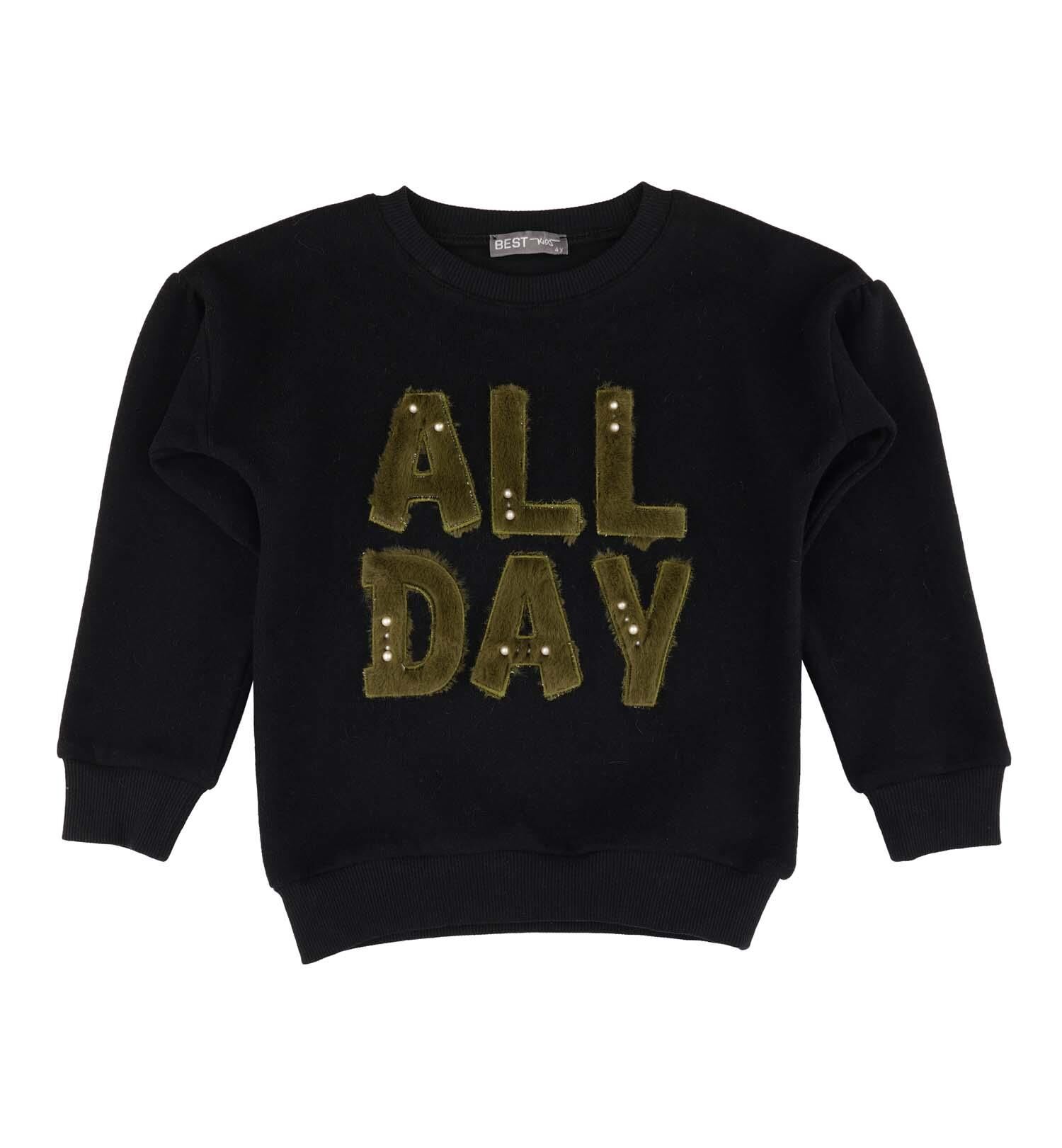 KIZ ÇOCUK YAZI BASKILI SWEATSHIRT