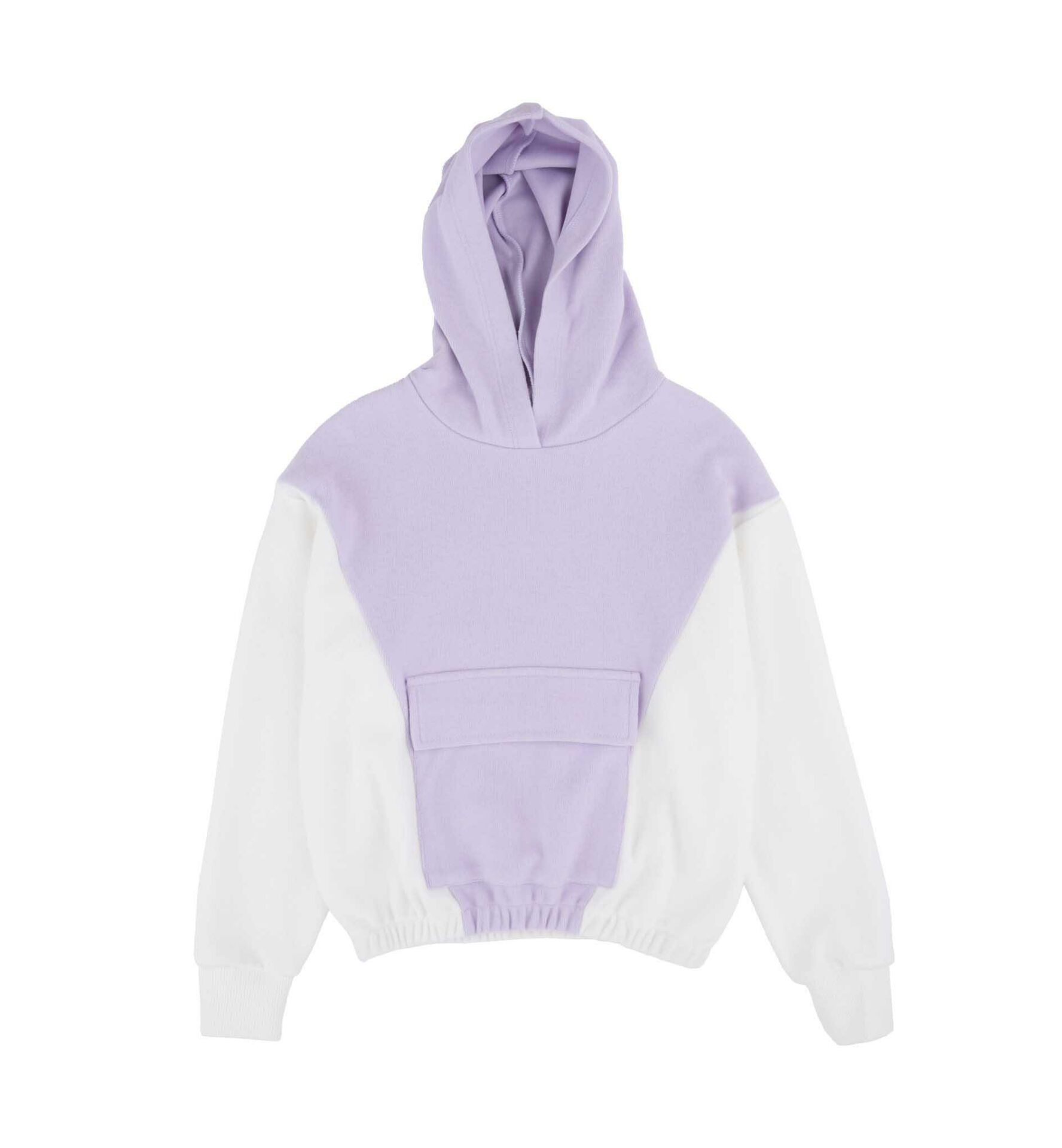 KIZ ÇOCUK BLOK RENKLİ KAPÜŞONLU SWEATSHIRT