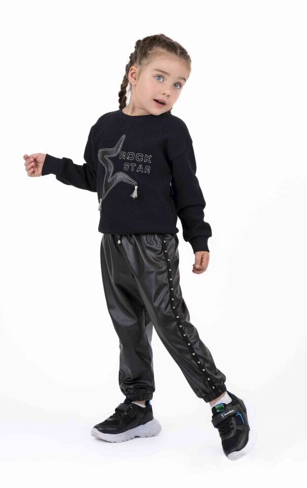 KIZ ÇOCUK DERİ JOGGER PANTOLON