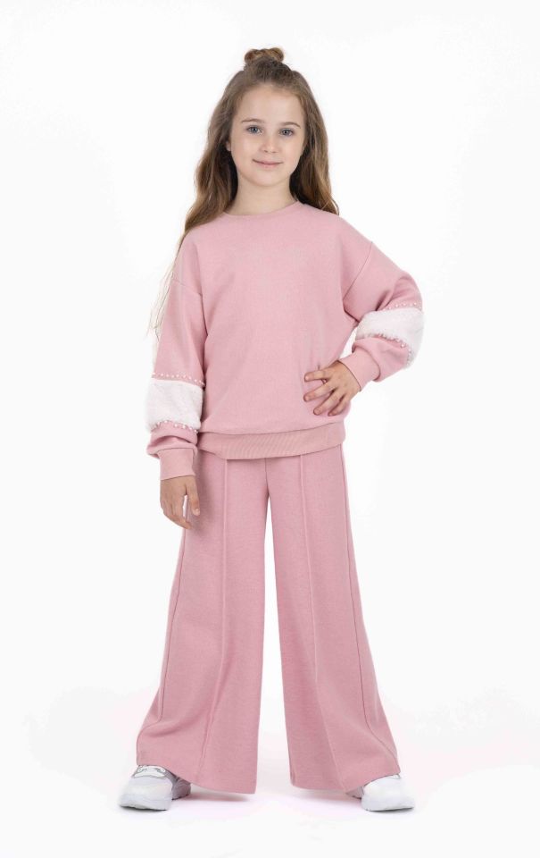 KIZ ÇOCUK BLOK PELUŞ DETAYLI SWEATSHIRT