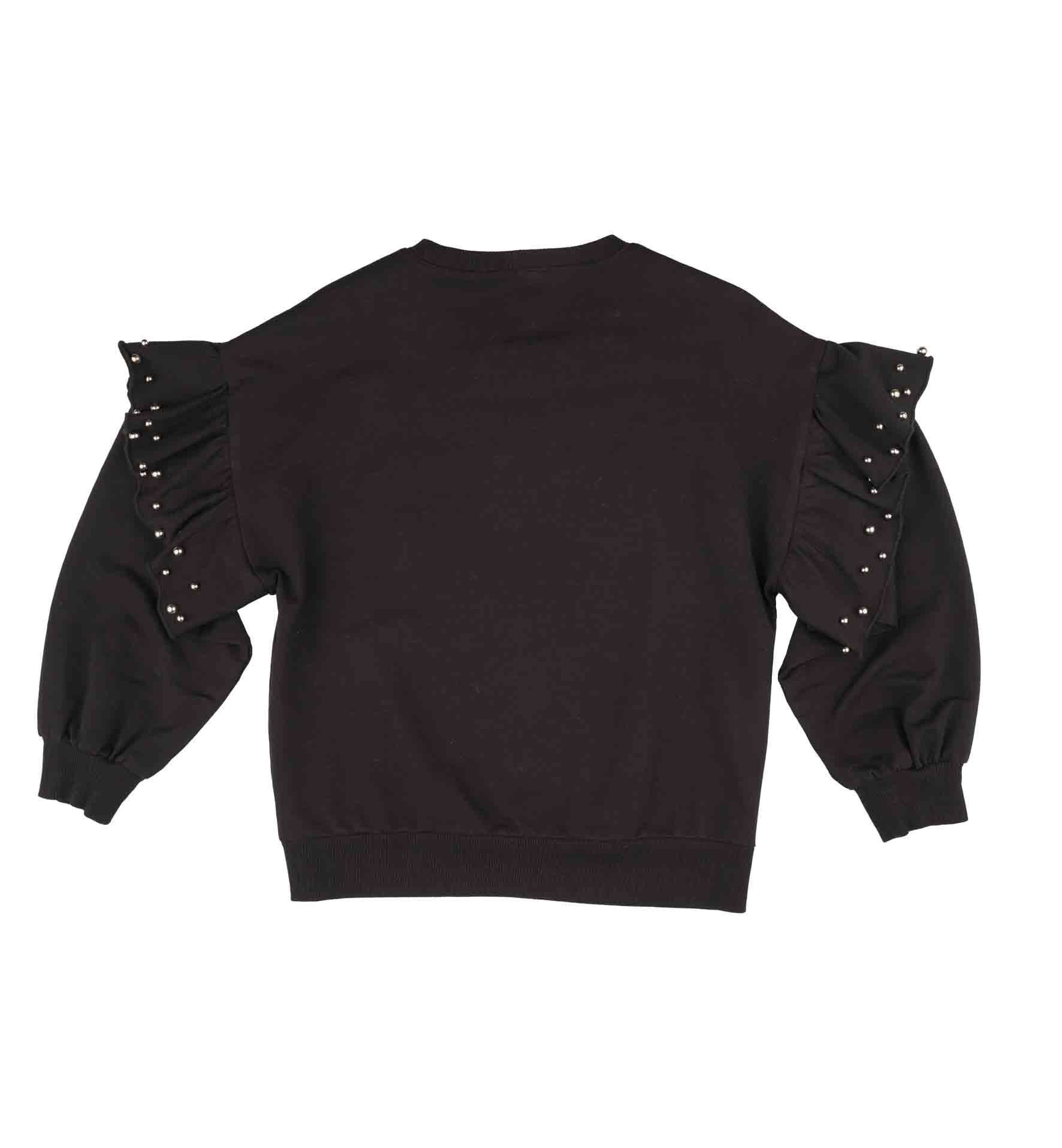 KIZ ÇOCUK KOLLARI VOLANLI SWEATSHIRT
