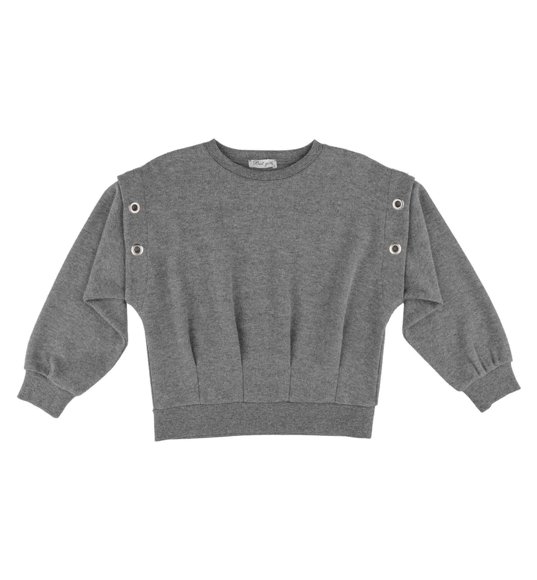 KIZ ÇOCUK KUŞGÖZÜ DETAYLI SWEATSHIRT