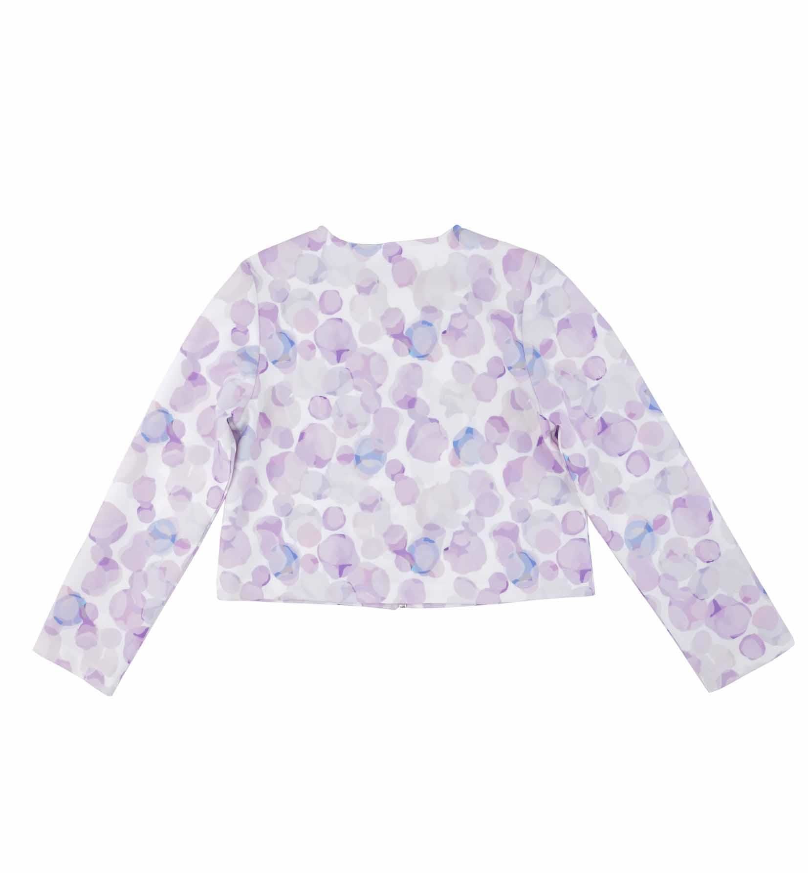 KIZ ÇOCUK DESENLİ FERMUARLI CROP CEKET