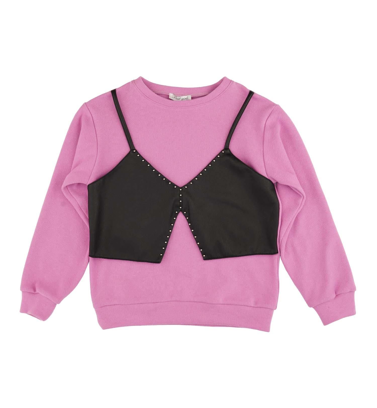 KIZ ÇOCUK DERİ YELEKLİ SWEATSHIRT
