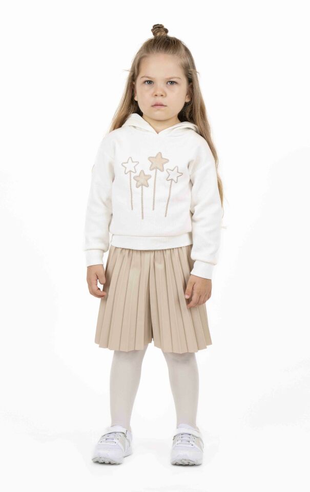 KIZ ÇOCUK BASKILI KAPÜŞONLU SWEATSHIRT