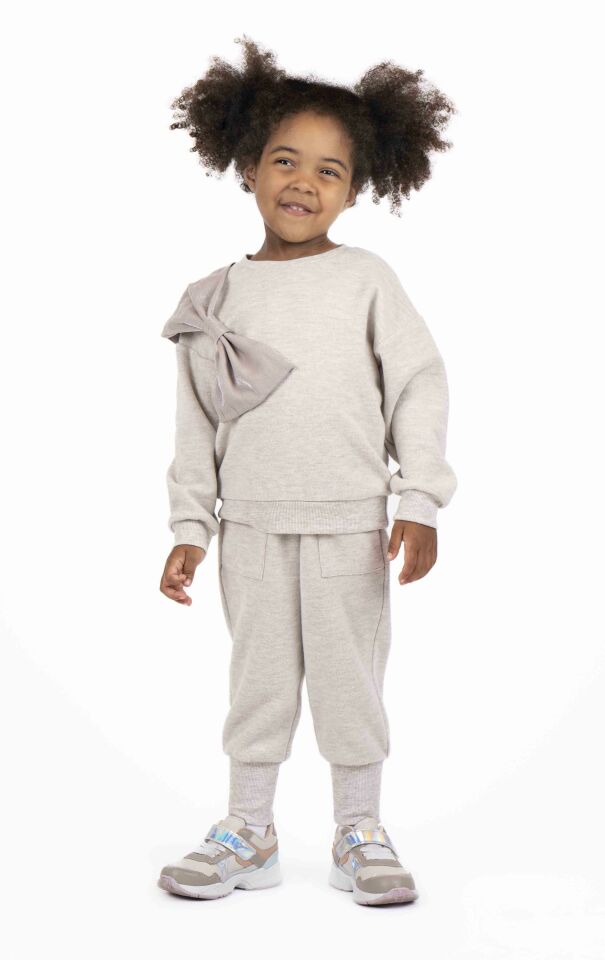 KIZ ÇOCUK FİYONK DETAYLI SWEATSHIRT