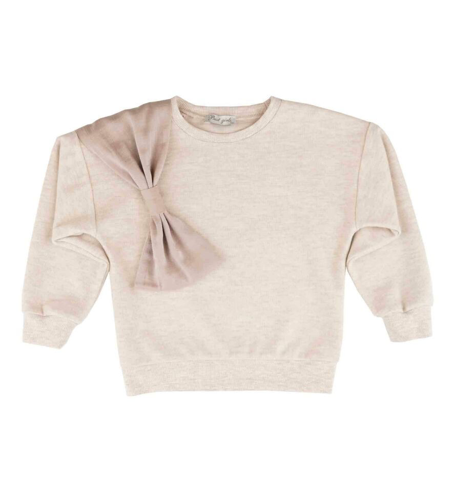 KIZ ÇOCUK FİYONK DETAYLI SWEATSHIRT