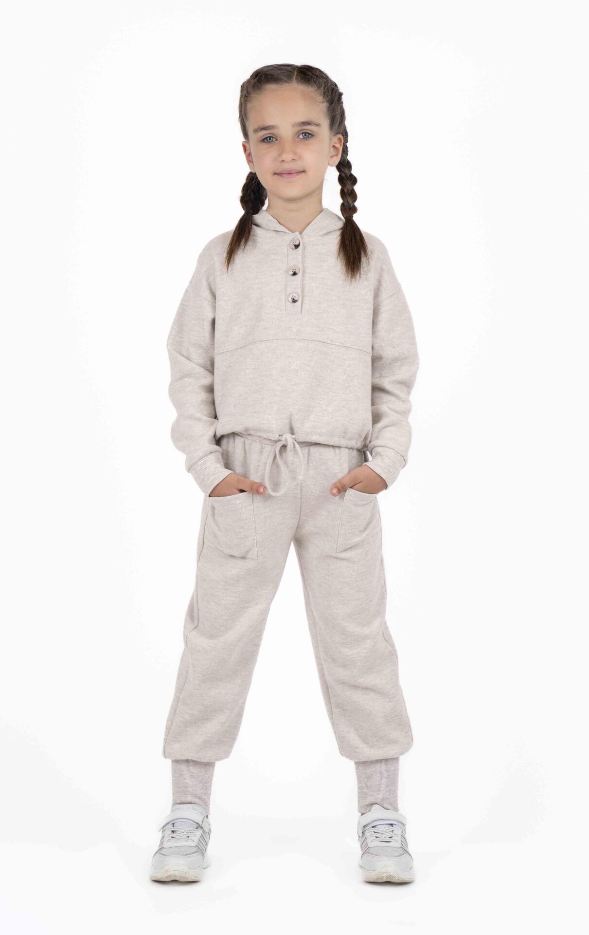 KIZ ÇOCUK ÖNÜ DÜĞMELİ SWEATSHIRT