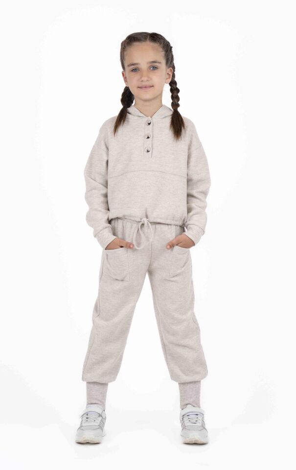 KIZ ÇOCUK ÖNÜ DÜĞMELİ SWEATSHIRT