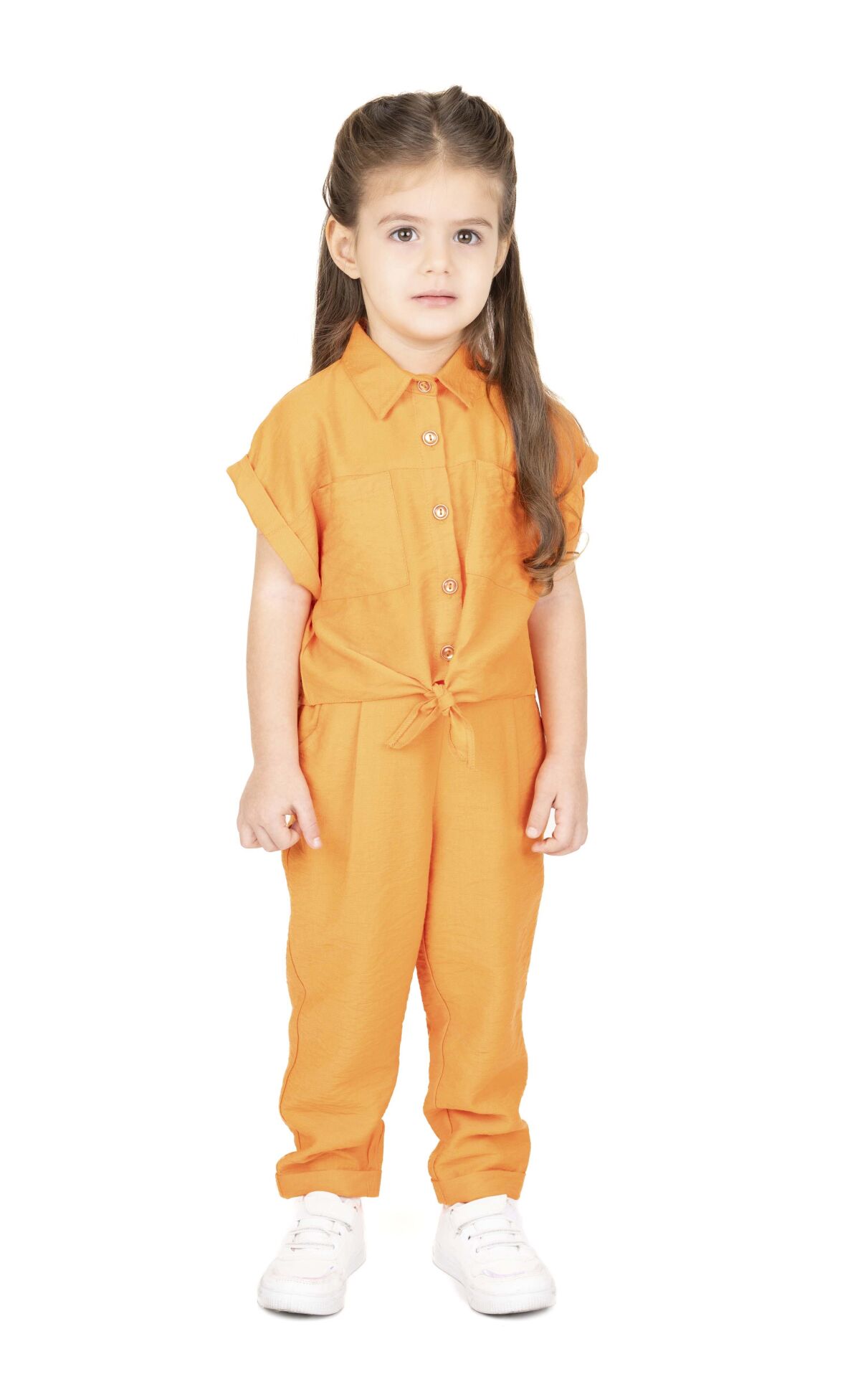 KIZ ÇOCUK ÇİFT CEPLİ GÖMLEK