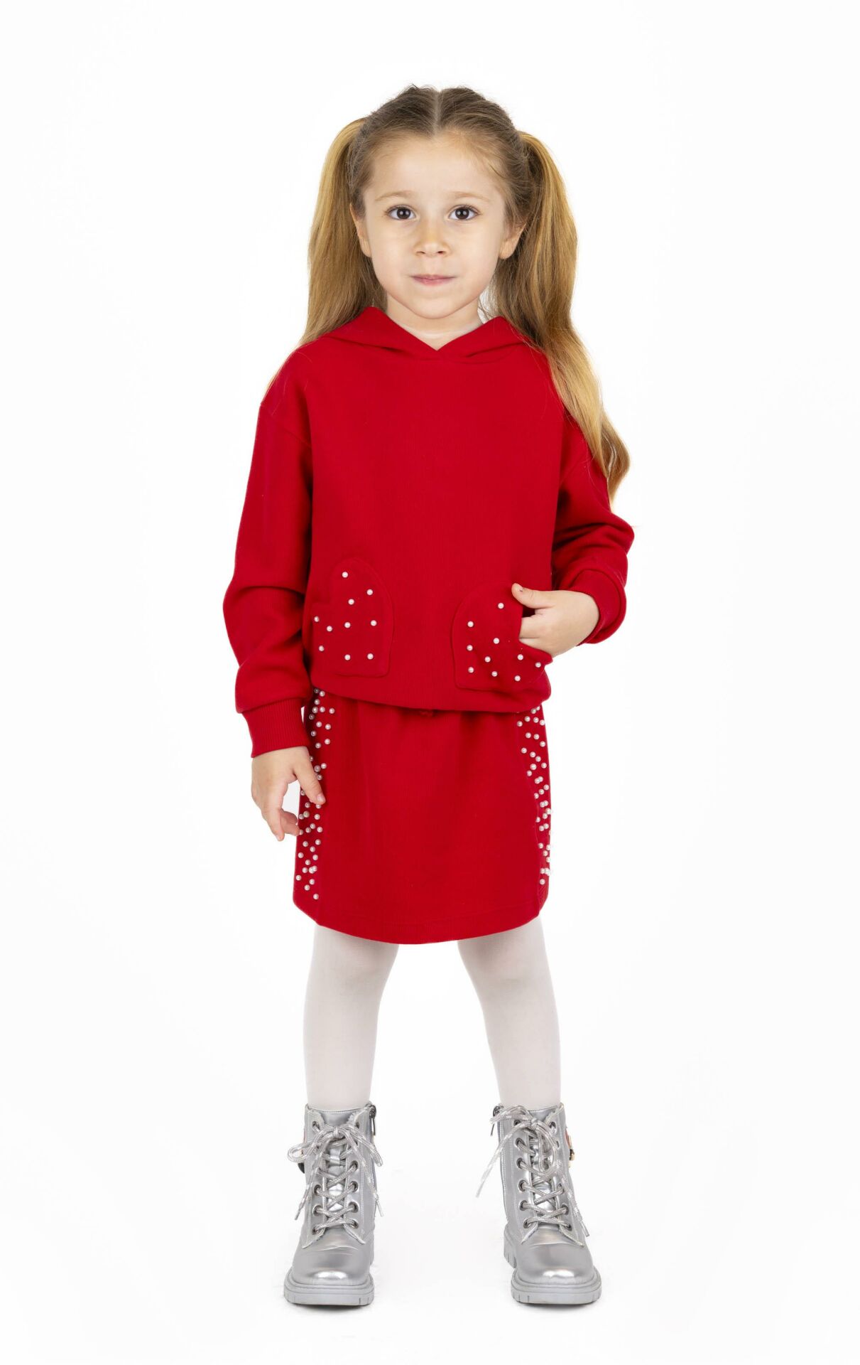 KIZ ÇOCUK KAPÜŞONLÜ DESENLİ SWEATSHIRT