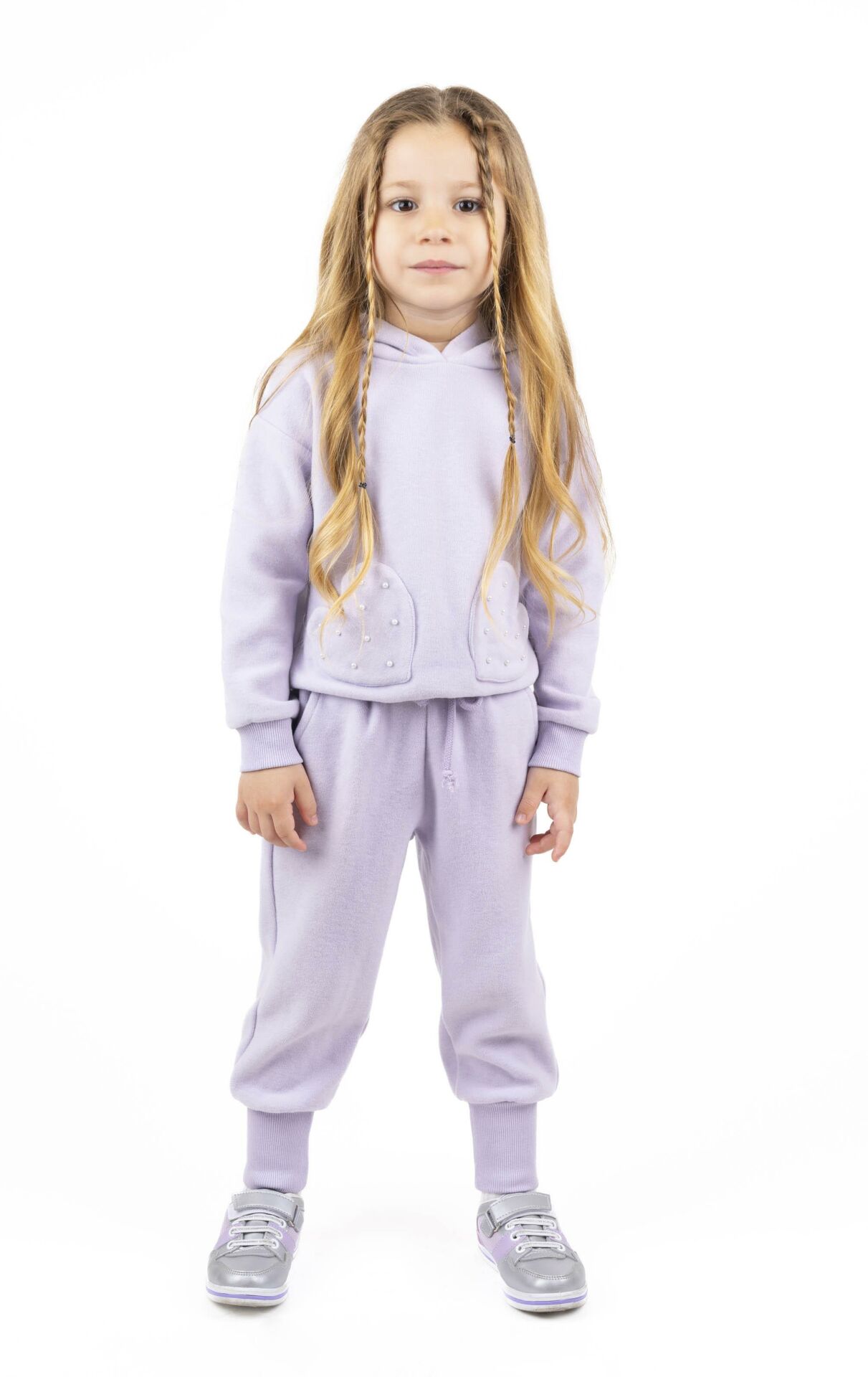 KIZ ÇOCUK KAPÜŞONLÜ DESENLİ SWEATSHIRT