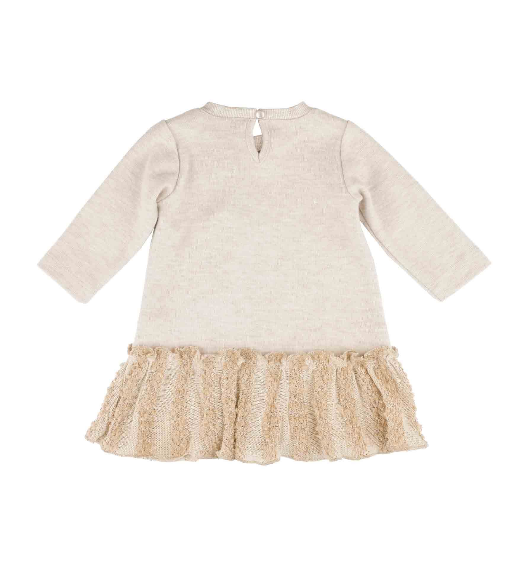 KIZ BEBEK FİYONK DETAYLI TÜL FIRFIRLI ELBİSE