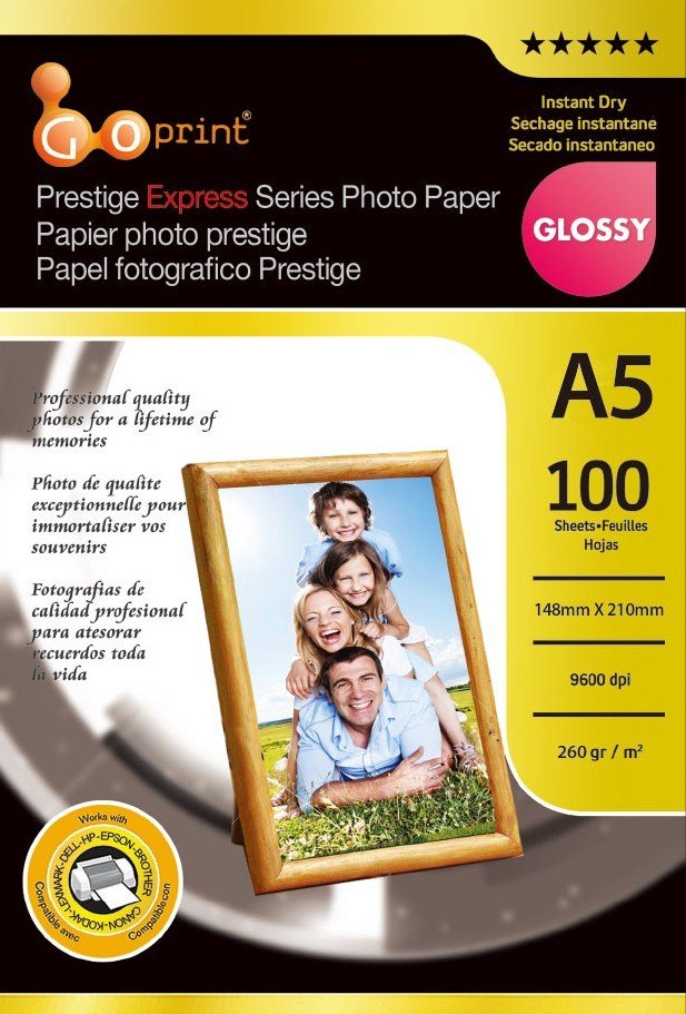 Goprint PRESTIGE EXPRESS Serisi Parlak A5 15x21 cm Fotoğraf Kağıdı 260gr 100 Yaprak