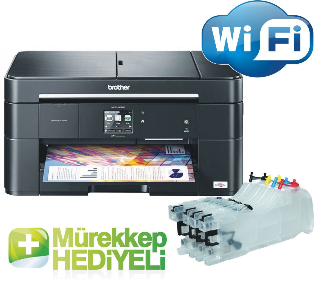 Brother MFC-J2720DW InkBenefit Faxlı Çok Fonks.Printer Wi-Fi A3 (Bitmeyen Kartuş Sistemi ilaveli)