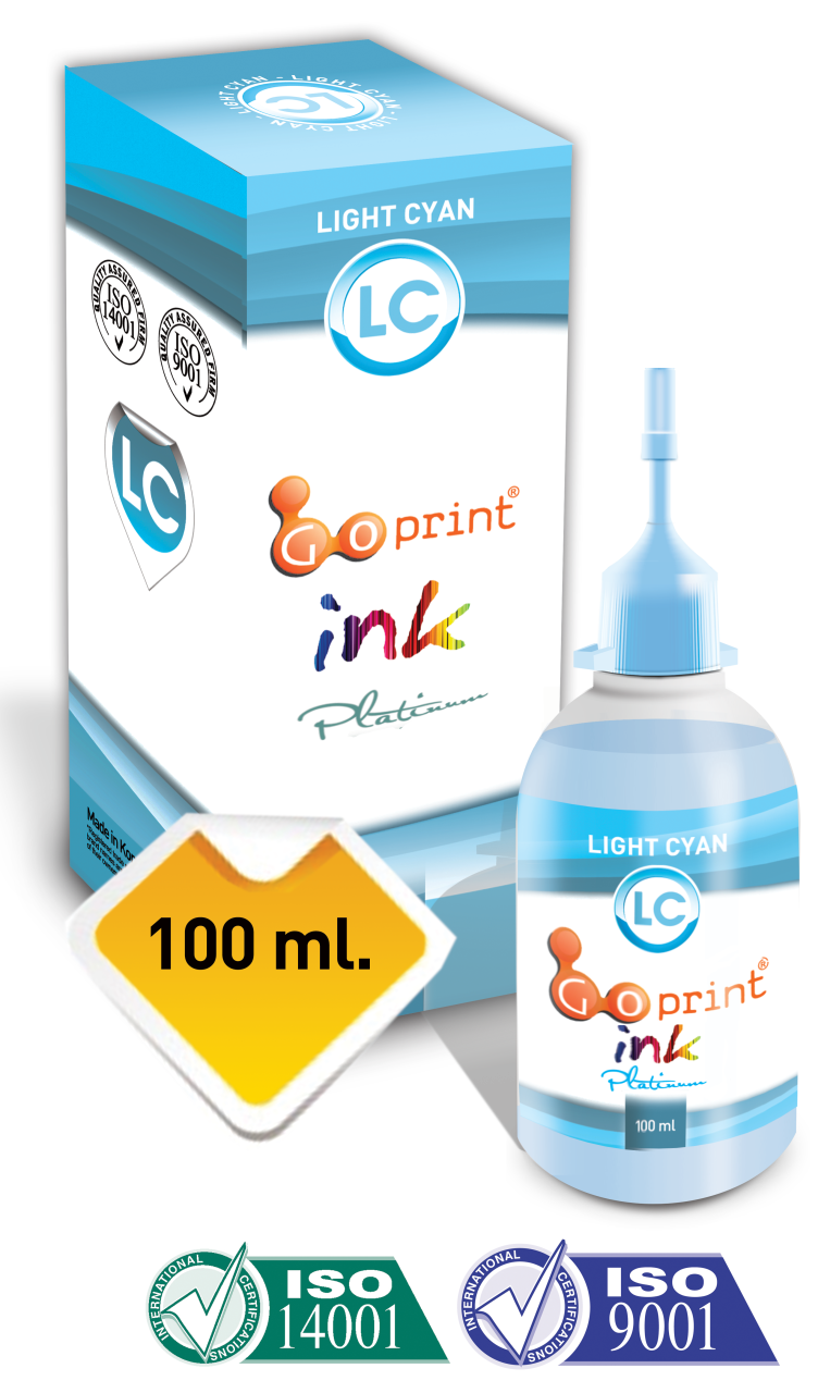 GOPRINT Light Cyan (Açık Mavi) Kuşe Kağıt Mürekkebi - 100 ml