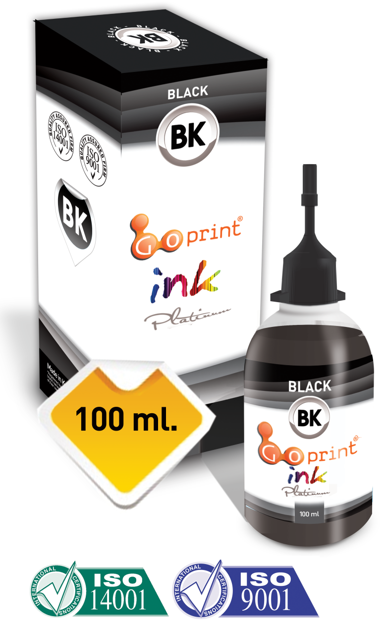 GOPRINT Black (Siyah) Kuşe Kağıt Mürekkebi - 100 ml