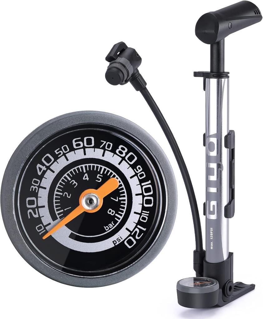 Giyo GM-642 Göstergeli Pompa 120 PSI Gri/Siyah