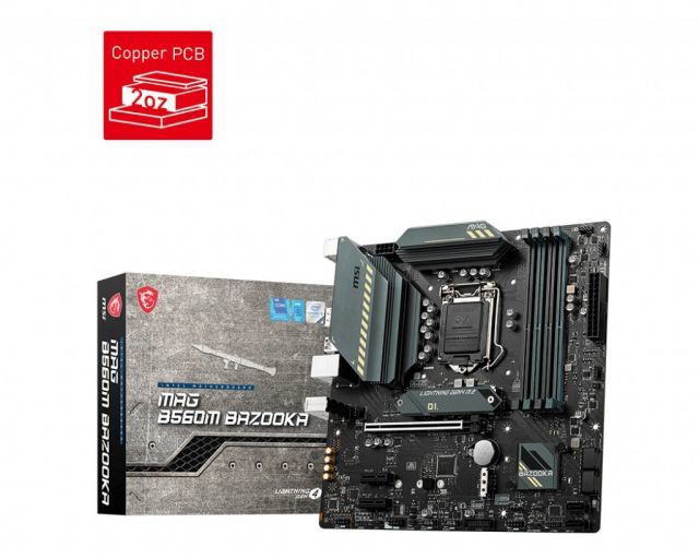 MSI MAG B560M BAZOOKA SOKET 1200 DDR4 5066 (OC) PCI-E Gen 4 ,M.2 USB3.2 1x 2.5G LAN mATX