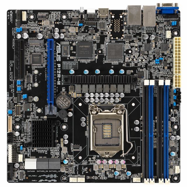 ASUS P12R-M INTEL XEON E-2300 C252 LGA1200 DDR4 3200 VGA HDMI M2 + 6 SATA USB3.2 PCIE 4.0 2x1G LAN mATX SUNUCU ANAKARTI