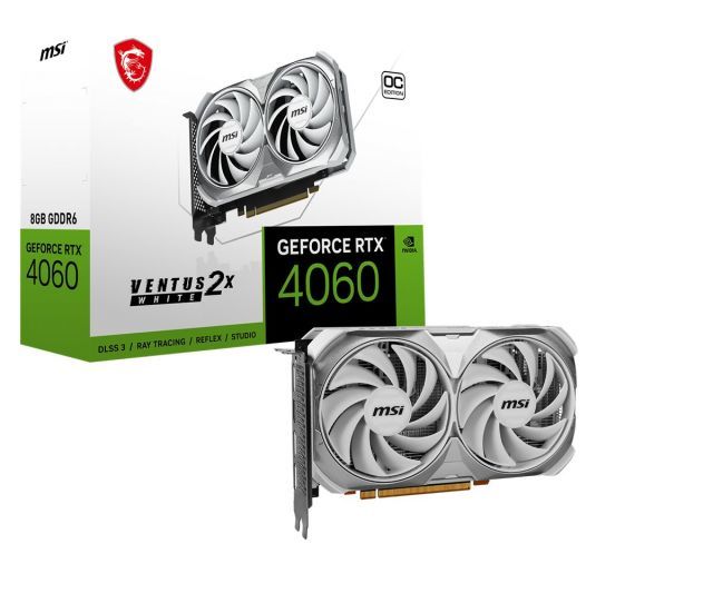 MSI VGA GEFORCE RTX 4060 VENTUS 2X WHITE 8G OC RTX4060 8GB GDDR6X 128B DX12 PCIE 4.0 X16 (3XDP 1XHDMI)