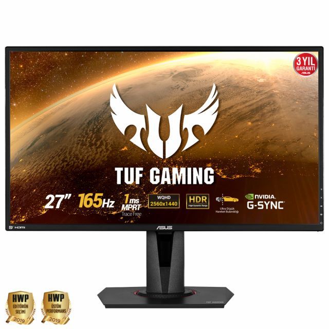 ASUS TUF GAMING VG27AQ HDR GAMING 27.0 2K IPS FREESYNC VE G-SYNC UYUMLU 2560x1440 1MS(MPRT) 165HZ DP HDMI MM VESA 3YIL ELMB SYNC.PIVO