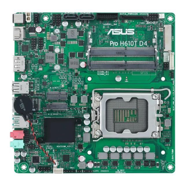 ASUS PRO H610T-CSM Intel H610 LGA1700 DDR5 5600 DP HDMI LVDS M2 USB3.2 Thin Mini ITX 7/24 kullanıma uygun - ASUS CONTROL CENTER EXPRESS HEDİYELİ