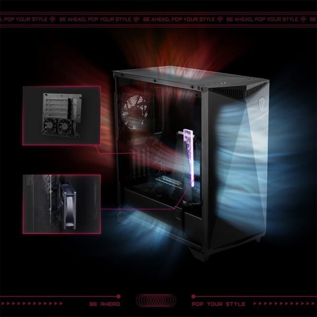 MSI MPG GUNGNIR 300P AIRFLOW TEMPERLI CAM 1X 80MM 2X 6015 FAN 4x120MM FAN ATX BROWN BOX GAMING BILGISAYAR KASASI