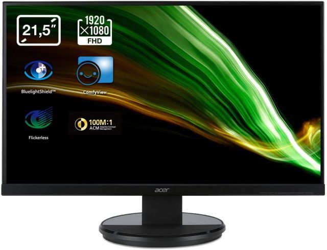 21.5 ACER K222HQLBID LED FHD 5MS 60HZ 200 Nits (VGA HDMI DVI) VESA SIYAH MONITOR