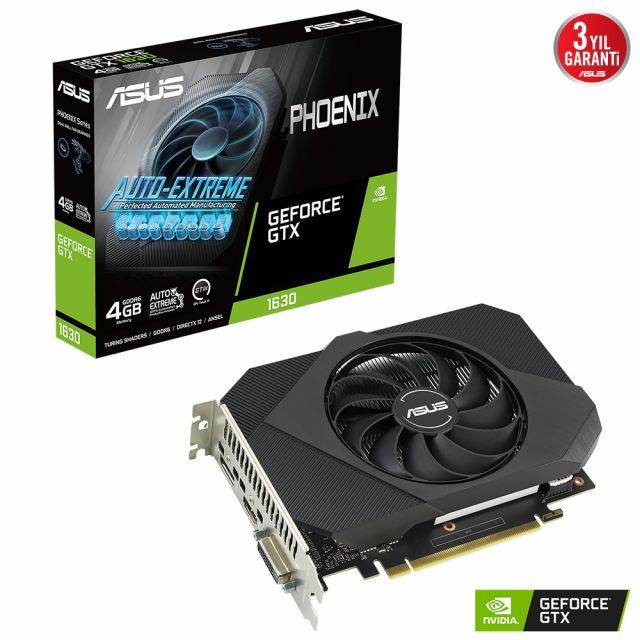 ASUS GEFORCE GTX 1630 PH-GTX1630-4G 4GB GDDR6 64bit 1815MHz OC DVI HDMI DP EKRAN KARTI