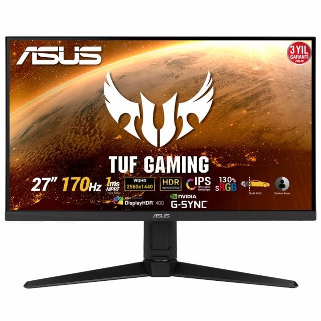 ASUS TUF GAMING VG27AQL1A 27  HDR400 GAMING 2K IPS FREESYNC VE G-SYNC UYUMLU 2560x1440 1MS(MPRT) 170HZ DP HDMI USB3.0 MM VESA 3YIL E