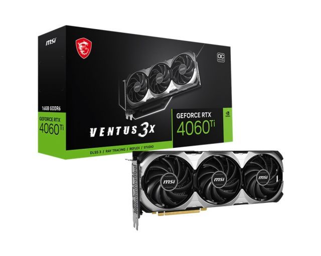 MSI VGA GEFORCE RTX 4060 TI VENTUS 3X 16G OC RTX4060TI 16GB GDDR6 128B DX12 PCIE 4.0 X16 (3XDP 1XHDMI)