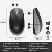 LOGITECH M191 BÜYÜK BOY USB ALICILI 1.000 DPI KABLOSUZ MOUSE-GRİ 910-005922