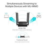 TP-LINK ARCHER C64 AC1200 KABLOSUZ DUAL BAND ROUTER