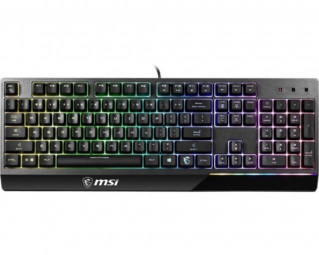 MSI GG VIGOR GK30 US GAMING KEYBOARD MEKANIK HISLI 6 BOLGE RGB LED AYDINLATMA SIVI DOKULMESINE DAYANIKLI OYUNCU KLAVYESI INGILIZCE Q