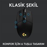 LOGITECH G G102 LIGHTSYNC RGB AYDINLATMALI 8.000 DPI KABLOLU OYUNCU MOUSE-SİYAH 910-005823