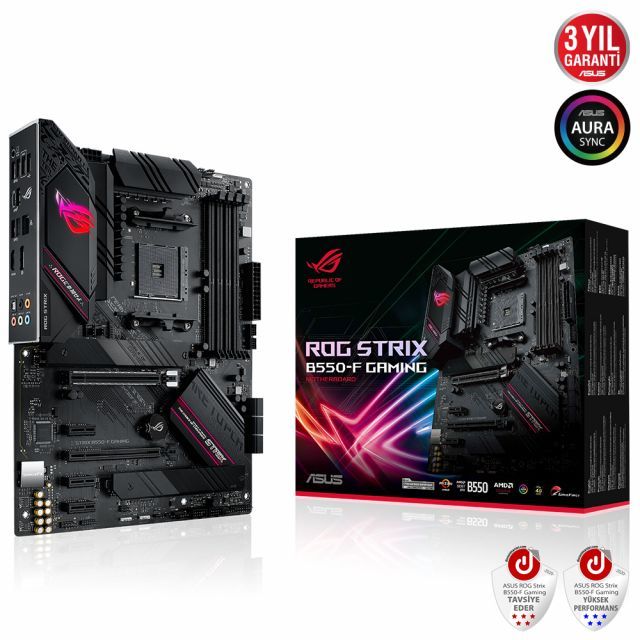 ASUS ROG STRIX B550-F GAMING AMD B550 AM4 DDR4 4400 DP HDMI Çift M2 USB3.2 ARGB 2.5Gbit LAN ATX PCIe 4.0 ECC RAM Desteği