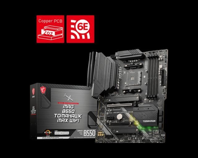 MSI MB MAG B550 TOMAHAWK MAX WIFI AM4 DDR4 5100(OC) HDMI DP M.2 USB3.2 AMD WIFI 6E RGB ATX