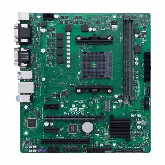 ASUS PRO A520M-C/CSM AMD A520 AM4 DDR4 4400 HDMI DVI VGA M2 USB3.2 COM PCI mATX