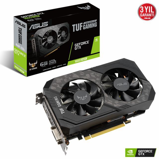 ASUS GEFORCE TUF-GTX1660S-6G-GAMING 6GB GDDR6 192bit 1860MHz OC 1xDVI 1xHDMI 1xDP EKRAN KARTI