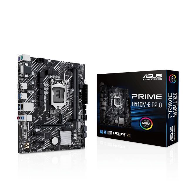 ASUS MB PRIME H510M-E R2.0 INTELl H470 LGA1200 DDR4 3200 DP HDMI VGA M2 USB3.2 AURA RGB mATX ASUS 5X PROTECTION III Armoury Crate