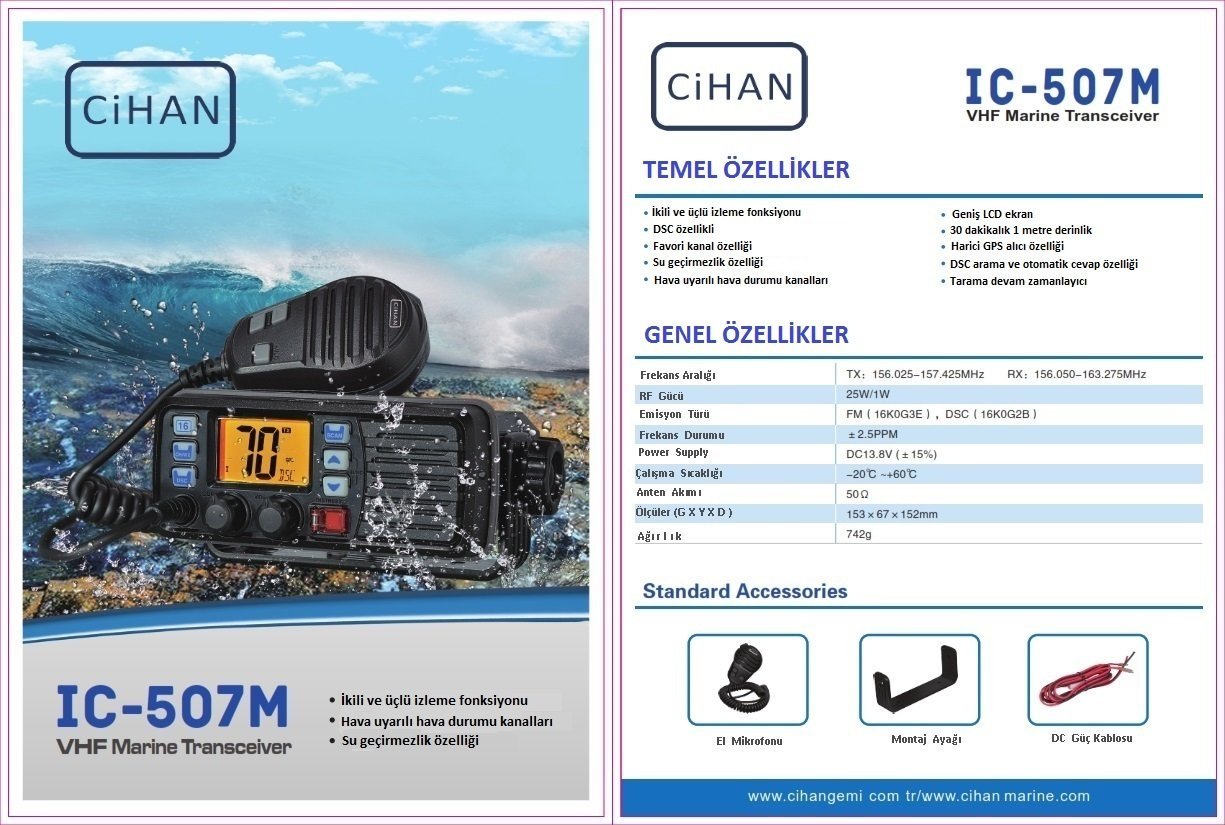 Cihan IC507M Sabit VHF(Sabit Telsiz) MARINE RADIOVHF