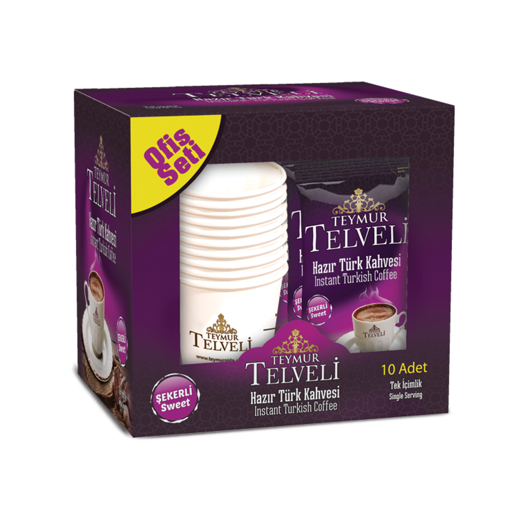 Teymur Telveli Hazır Türk Kahvesi Şekerli Ofis Seti(10x11 gr)